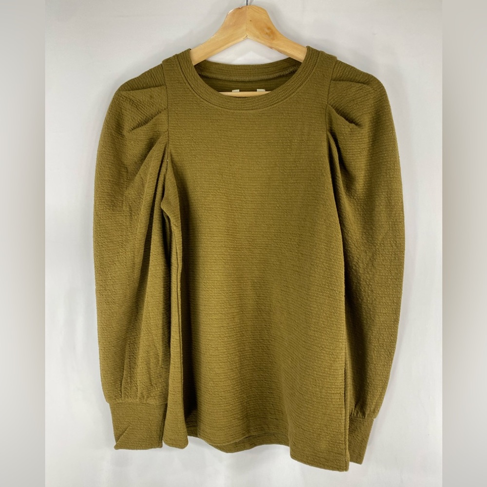 New Madewell Large L Pleated Statement Sleeve Top Black Asparagus Lot - Picture 6 of 8